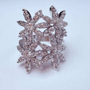 Starburst Constellation Pave Cubic Zirconia Sterling Silver 925 Floral VTG Ring